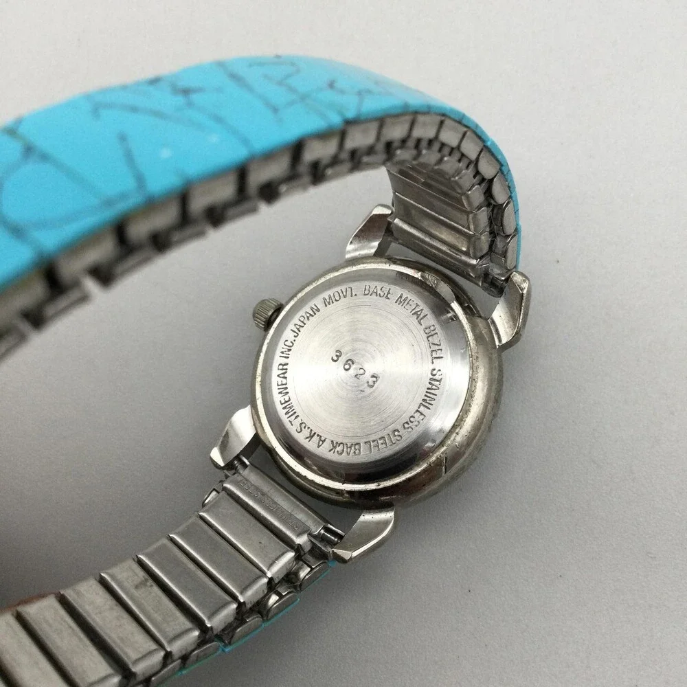 Vintage Gitano Womens Watch 25mm Blue Dial Stretch Band Rivoli New Battery